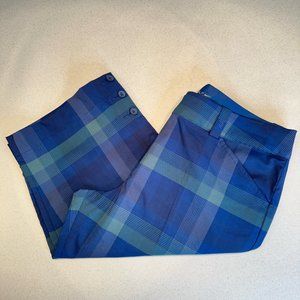 Nike Golf Dri-Fit Bermuda Short Plaid Navy Blue Green Size 8